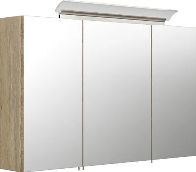Produktbild von Spiegelschrank 100 inklusive LED-Acrylglaslampe eiche hell EEK: F