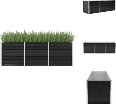 Obrázok produktu pre vidaXL Zvýšený záhradný záhon antracit 240 x 80 x 77 cm Pozinkovaná oceľ - Kvetináče a sadenice