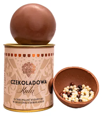 Produktbild von Milchschokoladenkugel mit schokoladenüberzogenen Reiscrackern, 50 g – Schronisko Bukowina