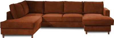 Produktbild von Lisa Design JAKE - Wohnlandschaft - mit Schlaffunktion und Bettkasten - 7-Sitzer - aus Cord - links , Rostfarben