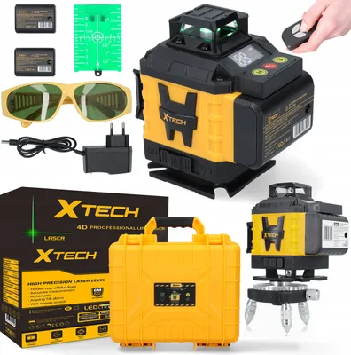 Produktbild von Laser Nivellier Xtech 360° Lcd Laser Kreuz 4D 16 Linien + 2 Batterien