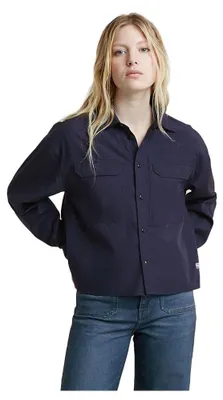 Productafbeelding van G-Star dames cropped overhemd met zakken, blauw (Osaka Blue D25242-4304-3873), maat XL