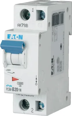 Obrázok produktu pre Eaton LS-Schalter 10kA C 20A/1pol+N 1,5TE Eaton PLSM-C20/1N-MW, 1 ks.