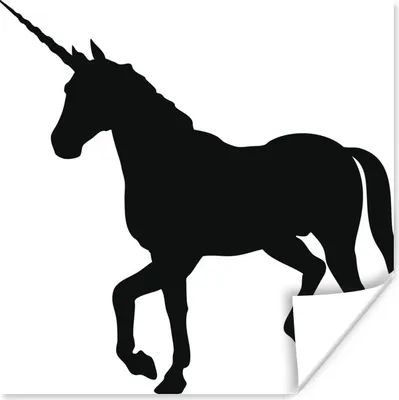 Produktbild von MuchoWow® Poster Eine Illustration eines schwarzen Einhorns - Mädchen - Kind - Mädchen 75x75 cm - Wand Dekoration