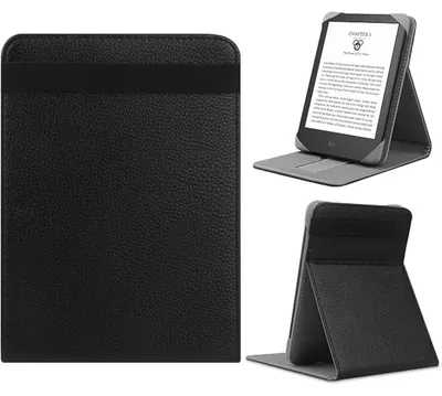 Produktbild von Universal E-Reader Hülle Leder Schwarz Standfunktion für 6"-7" Kindle Kobo Tolino Pocketbook