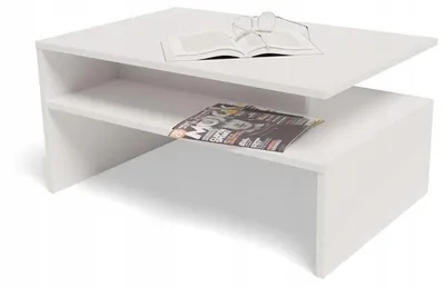 Produktbild von MATKAM Couchtisch BOSTON EX3, H45 x B90 x T60 cm, Moderner Stil, mit praktischer Ablage, Einfache Montage, Perfekt für Wohnzimmer, (Weiß)