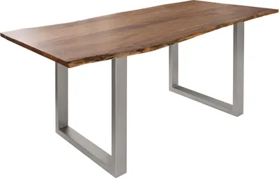Image de MASSIVMOEBEL24 | Table à manger 120x90 Acacia laqué Bois naturel / Gris mat FREEFORM