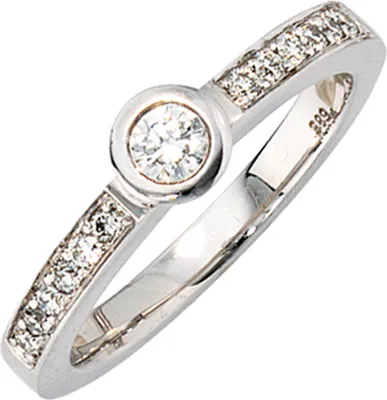 Produktbild von Ring 13 Diamanten Brillanten 585 Gold Weißgold Innenumfang 56mm  Ø17.8mm