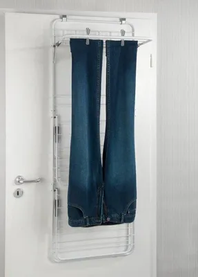Obrázok produktu pre Kovový vešiak na odevy so 6 háčikmi – nastaviteľné sušiace závesy bez závesov – kov/plast – 51 x 142 x 41 cm