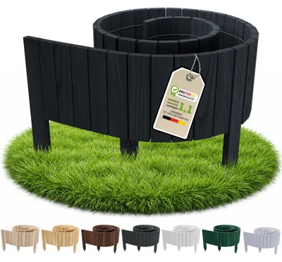Produktbild von Floranica Beetumrandung Beeteinfassung 10 x 200 cm Schwarz Rasenkante Holz Gartenzaun Holzzaun flexibler Rollborder