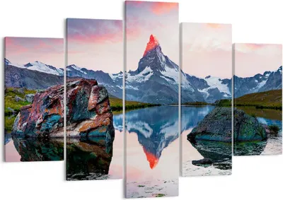 Produktbild von Bild auf Leinwand - Leinwandbild - Berge Felsen Wasser - 150x100cm - Wand Bild - Wanddeko - Leinwanddruck - Bilder - Kunstdruck - Wanddekoration - Leinwand bilder - Wandkunst - EA150x100-3892