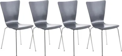 Obrázok produktu pre 4x Stolička pre návštevníkov - rokovacie stoličky - ergonomické sedadlo, stohovateľný dizajn | Farba: sivá