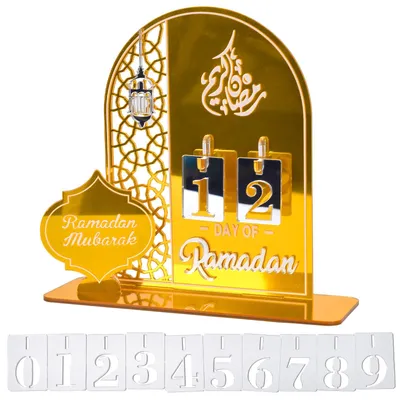 Imagen del producto de Calendario de Ramadán, 30 días, decoración para el Eid, adorno de calendario de cuenta regresiva para niños