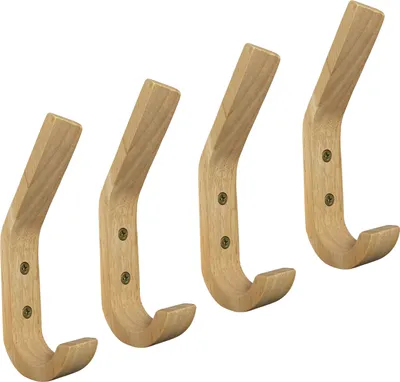 Produktbild von Set mit 4 Kleiderhaken aus Holz (Gummiholz)