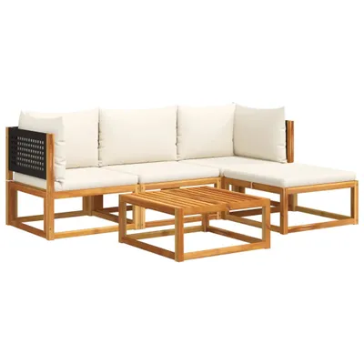 Produktbild von vidaXL 5-tlg. Gartensofa-Set mit Kissen Holz Akazie & Rattan