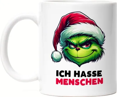 Produktbild von Ich hasse Menschen Tasse Weiß Weihnachtshasser Humor Ironisch Spruch