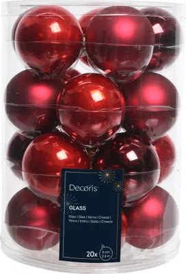 Produktbild von 20er Set rote Christbaumkugeln aus Glas 6cm