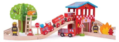 Obrázek produktu pro Bigjigs Rail Dřevěná vláčkodráha hasičská stanice