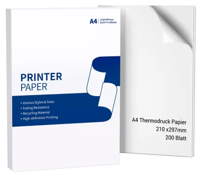 Thermopapier A4 für tragbare Drucker, 200 Blatt, 210 x 297 mm, schnell trocknend