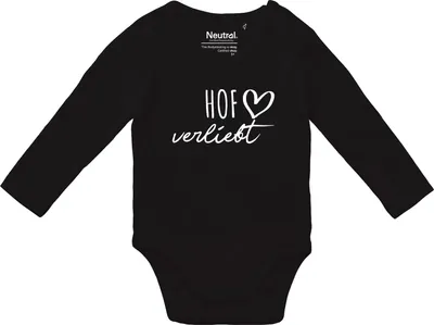 Produktbild von Huuraa Baby Body Hof verliebt 80 Black  Baumwolle Fairtrade Langarmbody Geschenkidee