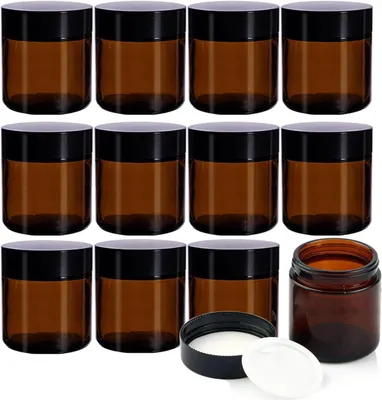 Produktbild von Cremebehaelter 120 ml, 12 Stueck, Braunes Glas, Mit Deckel, Fuer DIY Hautpflege