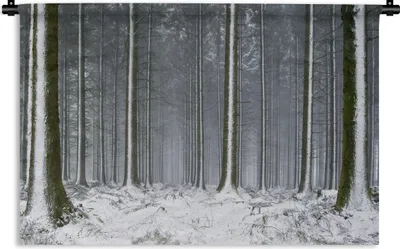 Produktbild von MuchoWow® Wandteppich Wandbehang Bäume - Winter - Schnee 90x60 cm Tapisserie Dekoration Wandtuch - Wandskulpturen - Bildteppich