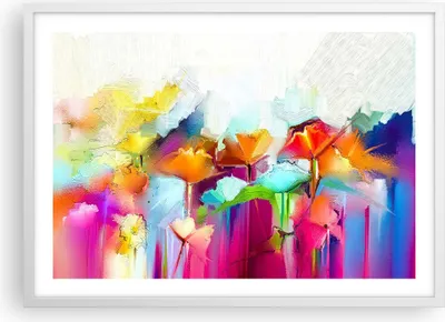 Produktbild von Gerahmtes Poster - Weißer Rahmen - Blumen Wiese Sommer - 70x50 cm - Wand Bild - Wanddeko - Wandbilder - Kunstposter - Wandposter - Bilderrahmen - Bilder - Kunstdruck - Wandbild - P2WAA70x50-4095