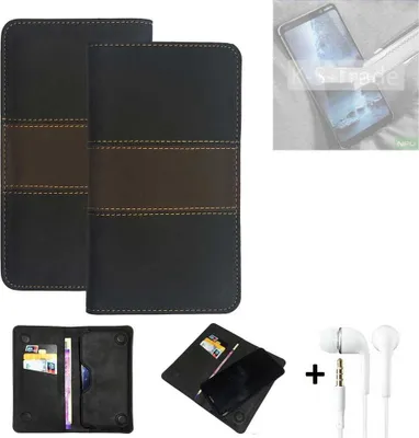 Produktbild von K-S-Trade Handyhülle + Kopfhörer kompatibel mit Nokia 9 PureView Schutzhülle Walletcase Bookstyle Tasche Schutz Case Hülle Wallet Cover Kunstleder