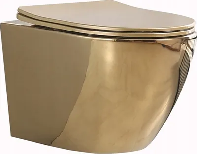 Produktbild von Wandhängende Toilette Spülrandlos Keramik Klo Wand WC + Klositz Absenkautomatic Soft Close; Gold