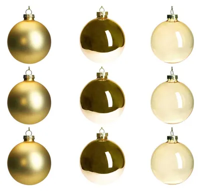 Produktbild von Weihnachtskugeln Glas Goldfarben 8 cm Set 9-teilig