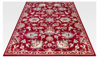 Produktbild von Caracci Orientteppich – Klassischer Orientläufer mit Ornamenten und Blumenmotiven, weicher Kurzflor für Schlafzimmer, Esszimmer, Wohnzimmer, Flur, Küche – Rot, 57x90cm