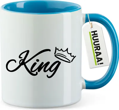 Produktbild von Huuraa Kaffeetasse King Krone 330ml Blau Keramik Kaffeebecher Geschenkidee