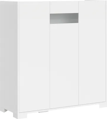 Image de Buffet Haut À 3 Portes, 100 X 35 X 110 Cm, Blanc Brillant