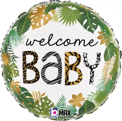 Produktbild von 18"/Ø46cm Folienballon Dschungel "Welcome Baby"