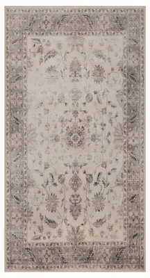 Productafbeelding van Vintage-tapijt met korte pool, oriëntaals design, geschikt voor woonkamer, slaapkamer of kinderkamer, beige kleur, rechthoekig, 80x150 cm