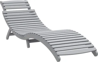 A gray wooden sun lounger on a white background.