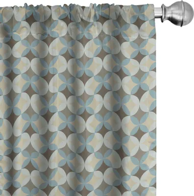 Obrázok produktu pre ABAKUHAUS Geometrické závesy, záclony, okrúhle kruhy s motívmi inšpirovanými východnou kultúrou, abstraktný oválny vzor s kvetinovým motívom, 2 kusy, 75 x 175 cm, viacfarebné