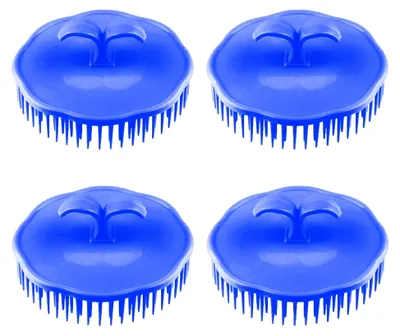 Produktbild von 4 Stück Kopfhautmassagebürsten, Blaue Runde Massagebürsten für alle Haartypen