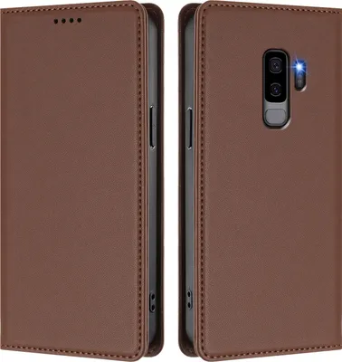 Image de Étui en cuir pour Samsung Galaxy S9 Plus, étui magnétique en cuirPolyuréthaneavec support Marron