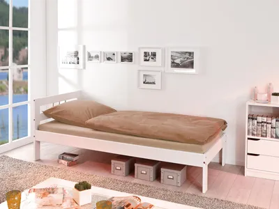Immagine prodotto di Letto singolo Inter Link Fana 90x200 in pino massiccio laccato bianco senza rete a doghe