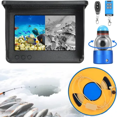 Obrázek produktu pro 360° podvodní kamera pro pozorování ryb s 5palcovým přenosným monitorem, noční vidění, sonarem a rozlišením 1000 TVL, s 30metrovým kabelem