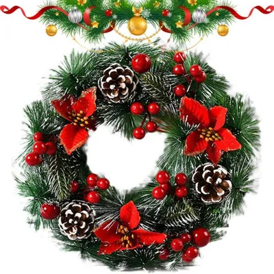 Immagine prodotto di Decorazione natalizia: ghirlanda per porta, 30 cm, ghirlanda di pino artificiale per Natale