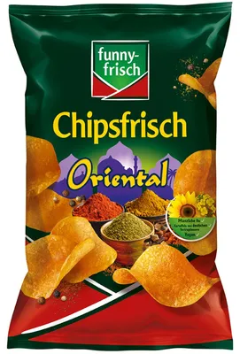 Verpackungsbild funny frisch Chipsfrisch Oriental vegetarisch vegan Chipstüte 150g