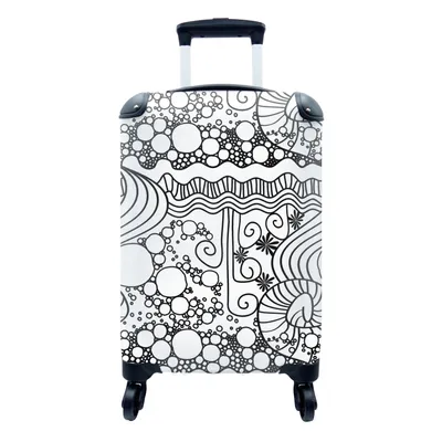 Produktbild von MuchoWow® Koffer Handgepäck Trolley Rollkoffer Kleine Reisekoffer mit 4 Rollen - Muster - Abstrakt - Linienkunst - Schwarz und Weiß - Cabin Size < 55x40x23 cm & 55x40x20 cm - Fotokoffer - Kabinenkoffer - Boardgepäck - Reise-Box - Reisekoffer - Reisegepäck - Koffer mit Bild - Trolley für Kinder