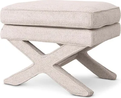 Produktbild von Casa Padrino Luxus Hocker Cremeweiß - Rechteckiger Sitzhocker - Kreuzhocker - Luxus Möbel
