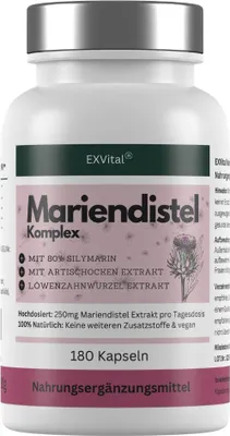 Produktbild von Mariendistel Komplex Kapseln mit Artischocke & Löwenzahn, 180 Stück von EXVital