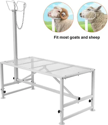 Immagine prodotto di Supporto per bestiame Supporto per tosatura capre 21"-33" Altezza 47x23 pollici Piano da tavolo Bianco