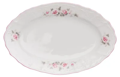Produktbild von Thun 1794 Ovale Schale, 26 cm, tschechisches Porzellan, Bernadotte, rosa, rosa Streifen, Thun