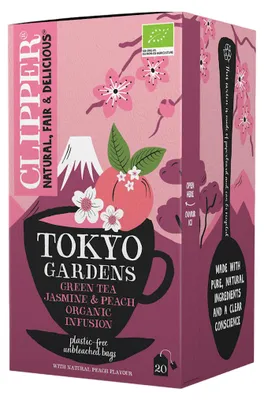 HERBATA ZIELONA JAŚMINOWA O SMAKU BRZOSKWINIOWYM (TOKYO GARDENS) BIO (20 x 2 g) 40 g - CLIPPER