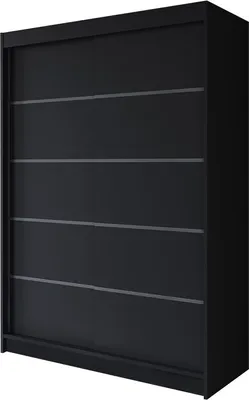 Produktbild von Easy4You P4 150 cm Schwarz Schiebetüren Kleiderschrank 150x200x58 cm Schlafzimmermöbel, Aufbewahrung - Mehrzweckschrank - Farbe: Schwarz